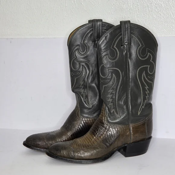 Tony Lama Nacogdoches Teju Lizard Round Toe Western Boots Men's Size 9.5 - Picture 2 of 10